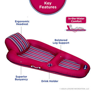 Flotador Inflable Lan Hua 180x80cm Color Rojo Rosa, Flotador de Piscina para Adultos - Product Image 3