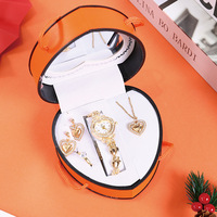 Coffret Cadeau Montre et Bijoux Femme Wisteria en Alliage Trèfle à Quatre Feuilles et Strass - Luxe, Élégance Quotidienne, Idéal pour Affaires