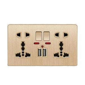 Anh tiêu chuẩn 13A điện ổ cắm điện chuyển sang, phổ 5 lỗ điện USB đôi ổ cắm tường, chải vàng Tường chuyển đổi - Product Image 5