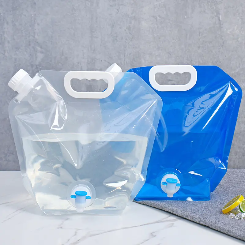 Tangki Air Plastik Kontainer Air Lipat Kemah Luar Ruangan 10 Liter Kapasitas Besar dengan Katup Keran