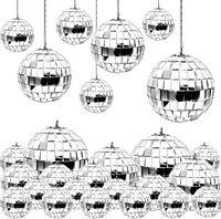 Ensemble de boules disco de grande taille, boules disco miroir argentées, décorations pour arbre de Noël, boules réfléchissantes avec anneau de suspension, décoration pour fête et mariage