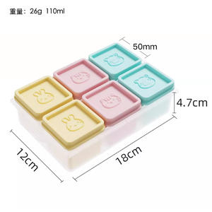 Contenedor de Almacenamiento de Alimentos de Silicona Ice Cube RX059, 6 Compartimentos con Tapa, Forma Cuadrada, Colorido, para Viajes - Product Image 3