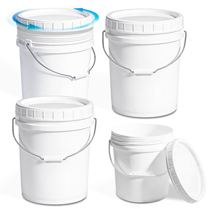 Conteneur en plastique de qualité alimentaire <span class=keywords><strong>avec</strong></span> bouchon <span class=keywords><strong>à</strong></span> vis et poignée en <span class=keywords><strong>fer</strong></span>, seau en plastique de 5 gallons pour l'emballage, logo personnalisé - Product Image 2
