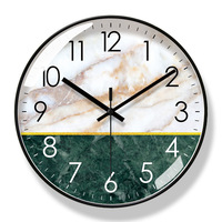 Jam Dinding Dekoratif Berkualitas Tinggi Satu Sisi Ruang Tamu Plastik Logo Kustom Senyap Quartz Modern Bulat Mewah