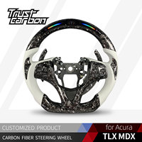 Volant en fibre de carbone forgée argentée personnalisé avec palettes de changement de vitesse LED pour Acura TLX MDX A-Spec PMC 2015-2020