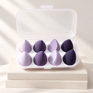 Ensemble de 8 éponges de <span class=keywords><strong>maquillage</strong></span> de beauté de haute qualité, sans latex, avec logo personnalisé, douces, pour le <span class=keywords><strong>maquillage</strong></span> - Product Image 1