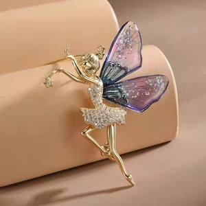 Moda Ángel ala <span class=keywords><strong>Pin</strong></span> diamante hadas Ballet bailarina chica broche abrigo ramillete Ropa Accesorios joyería de moda broches - Product Image 5