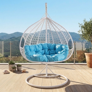 Sedia a Dondolo <span class=keywords><strong>in</strong></span> Rattan <span class=keywords><strong>per</strong></span> Esterni, Dondolo da <span class=keywords><strong>Giardino</strong></span> Comodo <span class=keywords><strong>per</strong></span> 2 Persone con Cuscino Impermeabile, Arredo <span class=keywords><strong>per</strong></span> Patio e Soggiorno - Product Image 2