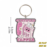 Portachiavi in acrilico certificato Yapper, design retrò rosa a forma di telefono e fax con brillantini, accessorio divertente per amanti dei chat, per borse e chiavi