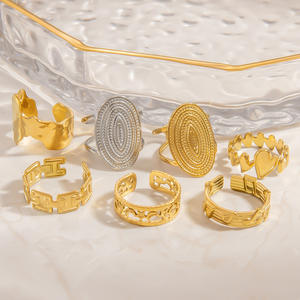 Fashion <b>Rings</b> Stainless Steel Gold Silver Heart Oval Geometric Minimalist Women's Jewelry Gift JZ21125 - Product Image 1