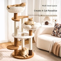 Arbre à chat moderne en bois, structure d'escalade multi-niveaux avec griffoir pour chats d'intérieur, fournitures pour animaux de compagnie en gros