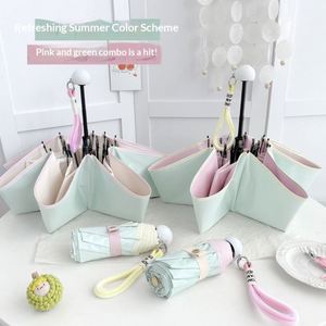 Ins-Style 50% Contrasting Color Steel Frame <b>Sun</b>-Protective Edge-Banding Five-Folding Advertising Gift Compact Women's Parasol - Product Image 1