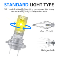 Bohlam Lampu Depan LED Kaidengzhe H7 Lurus 1:1 Mini Plug-Play 12V 30W 3000K Cahaya Emas Pengganti Lampu Depan LED untuk Mobil