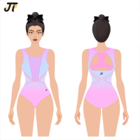 Justaucorps de gymnastique rythmique sur mesure, sublimation, blanc et rose avec strass, costume de danse artistique pour la pratique
