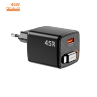 Pengisi daya ponsel USB 45W GaN, adaptor pengisi daya cepat QC3.0 dapat ditarik untuk Laptop EU OVP PD 3.0