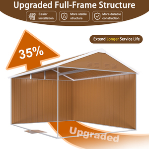 Caseta de Almacenamiento Metálica de 12x8 Pies para Jardín, Impermeable, con Ventana, Puerta Individual y Techo Inclinado, Disponible en Almacén de EE. UU. - Product Image 2