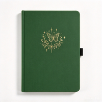 Carnet A5 en PU vert à couverture rigide avec boucle pour stylo, impression de logo personnalisée, dorure à chaud