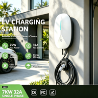 Borne de recharge murale commerciale SE Asia 7kW EV Type 2 32A 220V Monophasé IP66 OCPP RFID App Câble 5M Garantie 18 Mois CE pour BYD/Tesla/Nissan