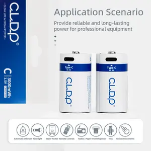 CLDP 1.5v baterai isi ulang usb ukuran Lithium C baterai isi ulang Li-ion 3000mWh untuk peralatan rumah tangga