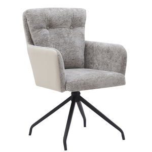 <span class=keywords><strong>Peinture</strong></span> noire cadre en métal fauteuils en <span class=keywords><strong>tissu</strong></span> gris housse en <span class=keywords><strong>tissu</strong></span> siège en mousse <span class=keywords><strong>fauteuil</strong></span> pivotant - Product Image 2