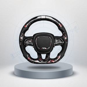 Volant à fond plat en fibre de carbone forgée pour <span class=keywords><strong>Dodge</strong></span> Challenger Charger <span class=keywords><strong>SRT</strong></span> 2015 2016 2017 2018 2019 <span class=keywords><strong>2020</strong></span> 2021 2022 2023 - Product Image 5