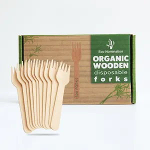 Naturaleco Cutlery Biodegradable Wooden Set Wooden Fork With Box Package