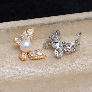 Hebilla Universal de Plata 925 con Forma de Mariposa, Soporte Vacío para Accesorios de Joyería de Perlas, Producto Semiterminado, Cabeza de Colgante de 5-6 mm, 3 mm - Product Image 1