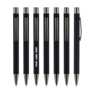 Stylo bille personnalisé en métal avec logo, noir mat, pour cadeaux d'entreprise, bureau et événements promotionnels - Product Image 1