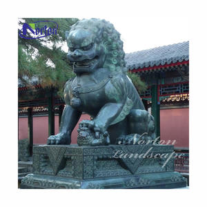 Toptan ucuz fiyat açık kapısı giriş bakır bronz pirinç anakara çin güney Fu Foo köpek aslan heykelleri heykel satış - Product Image 2