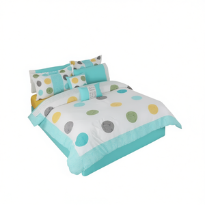 Juego de Edredón Mary Blue de 7 Piezas con Diseño de Puntos, Estilo Moderno, Juego de Ropa de Cama para el Hogar - Product Image 1