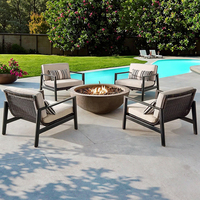 Ensemble de mobilier de conversation de luxe moderne pour extérieur, avec table foyer au propane et canapé, structure en aluminium, pour jardin, resort et patio