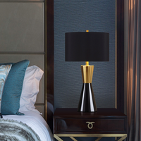 ENSEMBLE Nouveau Moderne Marbre Chevet Lumière Tissu Abat-Jour Lampes De Table En Métal pour Hôtel