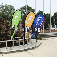 Drapeau de plage personnalisé avec logo, drapeau géant double face avec mât télescopique en fibre de verre pour exposition lors de conventions et événements en plein air