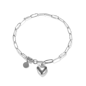Bracelet en acier inoxydable avec pendentif rond en forme de cœur de pêche, design tendance, pour cadeau de mère ou de petite amie - Product Image 4
