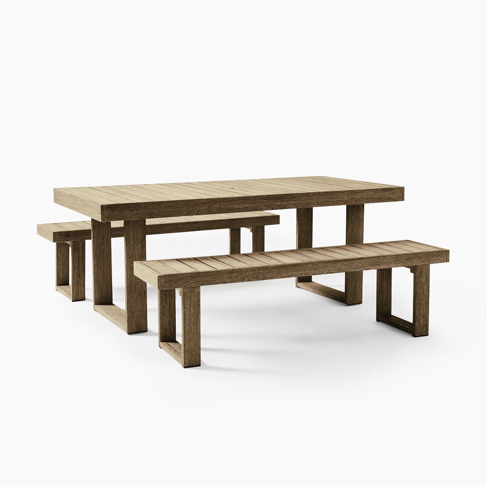Wholesale Weathered Garden Furniture Teak Dining Table Bench Chairs Set for Patio