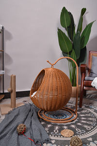 Sedia Amaca in Rattan Sintetico da Esterno con Supporto, Cuccia per Piccoli Animali come Criceti, Cani, Conigli e Gatti - Product Image 5