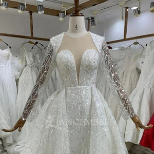 Vestido de Novia con Cuentas de Cristales Brillantes y Cola Desmontable, Modelo Lsbh27 - Product Image 5