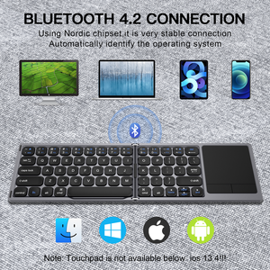 Clavier Bluetooth sans fil rechargeable, silencieux, portable, ultra-fin, pliable, avec pavé tactile pour ordinateur de bureau - Product Image 3