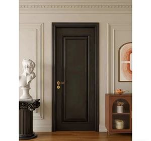 Portes en bois sur mesure de style français, adaptées aux résidences, hôtels et salles d'exposition, noir mat avec sculptures - Product Image 3