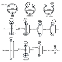 Vente en gros de bagues et clous de nez géométriques tendance en acier inoxydable plaqué argent pour femmes, hommes et enfants
