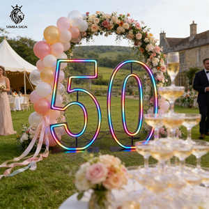 ป้ายไฟนีออนตัว<span class=keywords><strong>เลข</strong></span>ยอดนิยม ขนาด 3 ฟุต 4 ฟุต RGB สำหรับตกแต่งงานวันเกิด งานแต่งงาน และงานปาร์ตี้ - Product Image 3