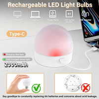 USB Type-C Rechargeable 5W LED Veilleuse E27 Base Magnétique Dimmable Ampoule de Secours Alimenté par Batterie pour Chambre à Coucher