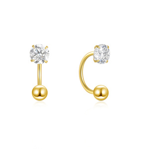 CANNER Vente en gros Boucles d'oreilles à crochet incurvé en argent S925, Boucles d'oreilles à boucle à vis en forme de U, Anneaux de piercing pour le corps et le ventre, Boucles d'oreilles pour cartilage - Product Image 1