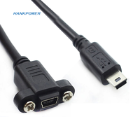 Câble adaptateur d'extension mâle-femelle Mini USB 5 broches à 90 degrés avec vis