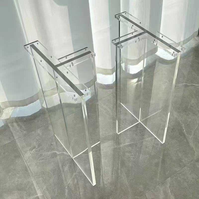 Modern Design Acrylic Transparent Mesh Dining Table Legs Fashionable Hanging Plastic Furniture Water Ripple Effect Restaurants
