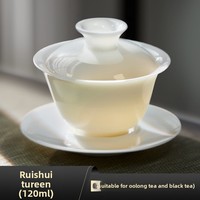 Service à thé Kung Fu en céramique haut de gamme, Gaiwan en céramique de jade gras de mouton, bol à thé en céramique traditionnel chinois Logo personnalisé