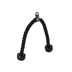 TELLUS Tricep Press Down Rope Fitness Attachment Cable Machine Pulldown Heavy Duty Coated Nylon Rope with Solid Rubber End