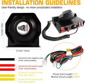 Sistem Sirine Kendaraan Darurat Plastik 150W 108-134dB Sirine Mobil Pemadam Kebakaran/Polisi Mode Yelp/Wail/Hi-Lo Tahan Air IP67 2-Arah - Product Image 6