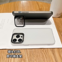 Nouveau design étui de téléphone transparent givré avec support couvercle d'objectif coque rigide pour Iphone 12 13 14 Plus Pro Max