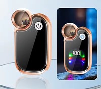 Briquet électronique double arc coupe-vent en plastique avec allumage intelligent par puce, affichage numérique à impulsions, mode de charge rapide Type-C, portable